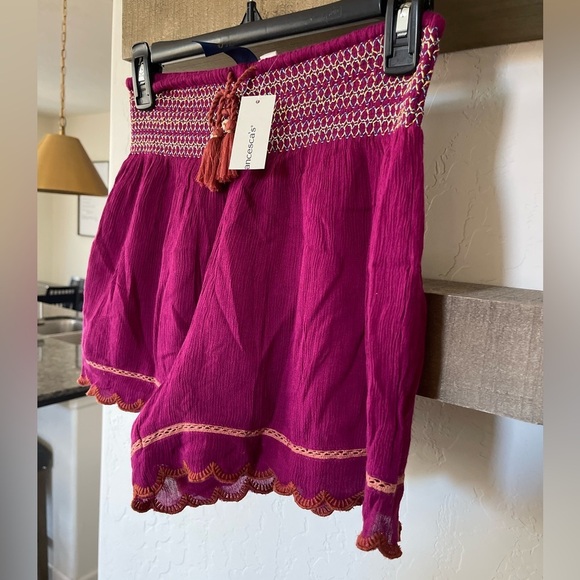 Blue Rain Francesca’s| Stretch Waist, Pull On Boho Tassel Shorts, Embroidered••• - Picture 3 of 12